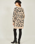 Yumi Beige Animal Intarsia Long Cardigan