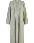 Yumi Grey Knitted Maxi Cardigan With Pockets