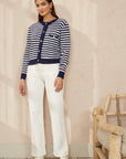 Yumi Navy Stripe Knit Relaxed Fit Cardigan