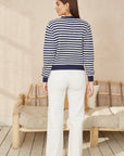 Yumi Navy Stripe Knit Relaxed Fit Cardigan