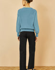 Yumi Blue Relaxed Fit Cardigan With Stitch Detail