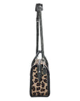 Leopard Print Hair On Hide Leather Structured Top Handle Bag - Brix and Bailey® - Contemporary Bag, Watch and Accessory Brand