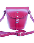 Handmade Leather Barrel Bag - Magenta