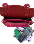 Leather Midi Satchel - Magenta