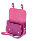 Leather Midi Satchel - Magenta