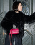 Handmade Leather Bowler Bag - Magenta