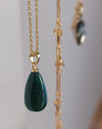 Polished Malachite Stone Pendant Necklace in Gold