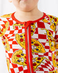 Stylish Pizza Print Bamboo Zip Onesie - Soft & Stretchy Baby Sleeper by NIXX BABY at brixbailey.com