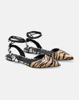 Palmito Animal Print Calf Leather Flat Sandals – Pointed Toe