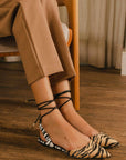 Palmito Animal Print Calf Leather Flat Sandals – Pointed Toe