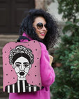 Pink Backpack with Hand Painted Design