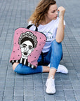 Pink Backpack with Hand Painted Design