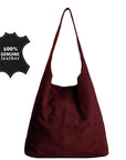 Maroon Soft Suede Hobo Shoulder Bag - Brix + Bailey