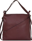 Maroon Leather Convertible Tote Backpack Brix and Bailey Ethical Brand