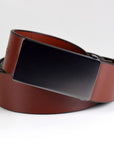 Mens Full Grain Leather Belt with Brushed Buckle