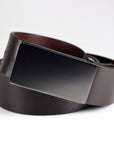 Mens Full Grain Leather Belt with Brushed Buckle