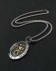 Saint Christopher Necklace - Men's Solid Stainless Steel Chain With Custom Engraved Pendant