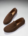 Tyre Sole Driving Loafers, brown suede