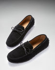 Tyre Sole Laced Driving Loafers, black suede