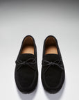 Tyre Sole Laced Driving Loafers, black suede