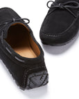 Tyre Sole Laced Driving Loafers, black suede