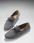 Laced Driving Loafers, slate grey suede