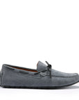 Tyre Sole Laced Driving Loafers, slate grey suede