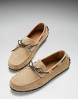 Tyre Sole Laced Driving Loafers, taupe suede