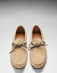 Tyre Sole Laced Driving Loafers, taupe suede