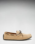 Tyre Sole Laced Driving Loafers, taupe suede