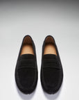 Tyre Sole Penny Driving Loafers, black suede