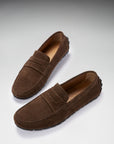Tyre Sole Penny Driving Loafers, brown suede
