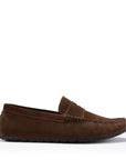 Tyre Sole Penny Driving Loafers, brown suede