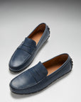 Tyre Sole Penny Driving Loafers, french navy leather