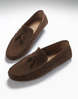 Tasselled Driving Loafers, brown suede