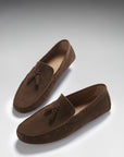 Tasselled Driving Loafers, brown suede