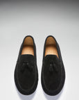 Tasselled Driving Loafers, black suede