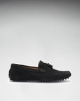 Tasselled Driving Loafers, black suede