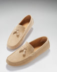 Tasselled Driving Loafers, taupe suede