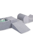 MeowBaby® Grey Velvet Playset with Ball Pit - Mint, Gray & White Balls