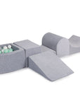 Grey Velvet Soft Play Set with Ball Pit and Mint Grey White Balls