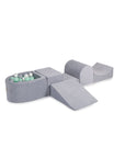 MeowBaby® Grey Velvet Playset with Ball Pit - Mint, Gray & White Balls