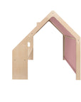 MeowBaby® Natural Wooden House for Kids - Pink Roof