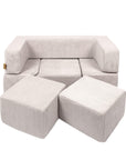 Soft Velvet Modular Play Sofa in Ecru