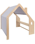 MeowBaby® White Wooden House for Kids - Blue Roof