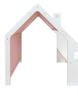 MeowBaby® White Wooden House for Kids - Pink Roof