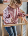 MeowBaby Wooden Kitchen Helper for Children - Natural