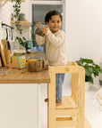 MeowBaby Wooden Kitchen Helper for Children - Natural