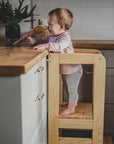 Natural Wooden Kitchen Helper Stool for Children