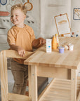 Natural Wooden Kitchen Helper Stool for Children